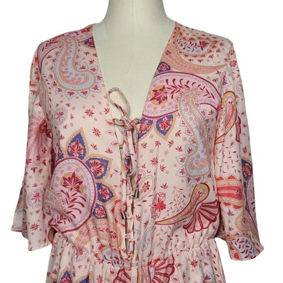 Lovers + Friends Epiphany Paisley Lace Up Romper S - Picture 2 of 11